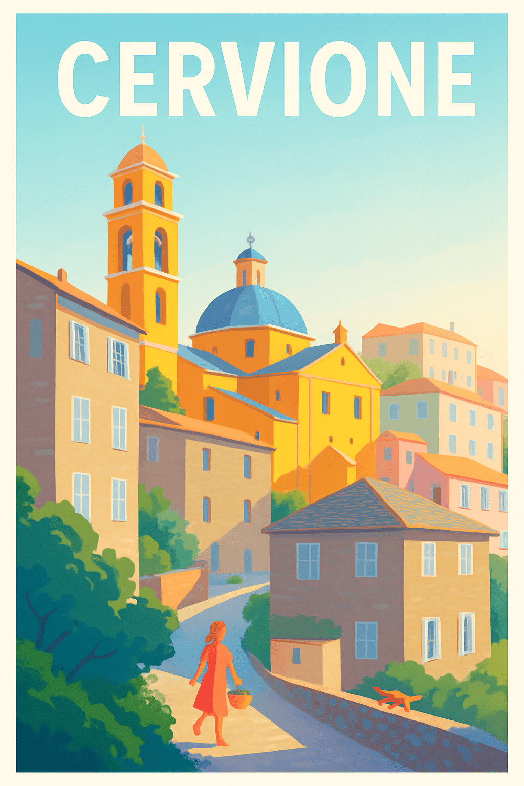 Haute-Corse France Pas de Cadre / 20 × 30cm Affiche de Cervione - Lumières chaudes au cœur de la Corse