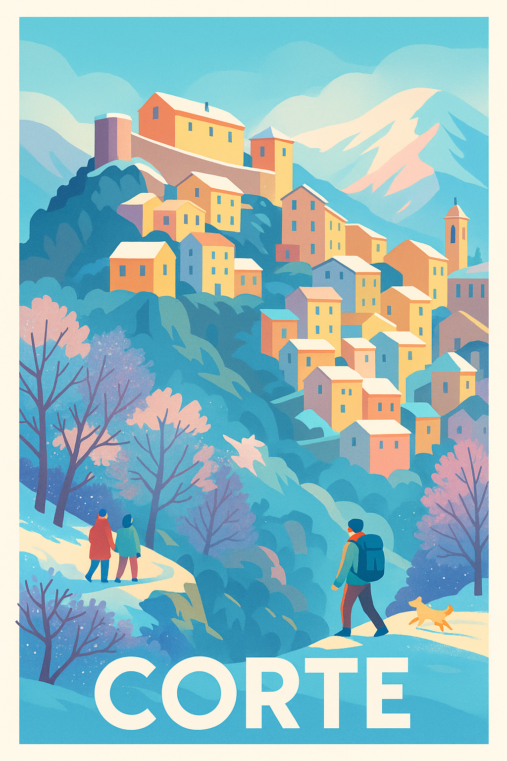 Haute-Corse France Pas de Cadre / 20 × 30cm Affiche de Corte - Au cœur des montagnes corses