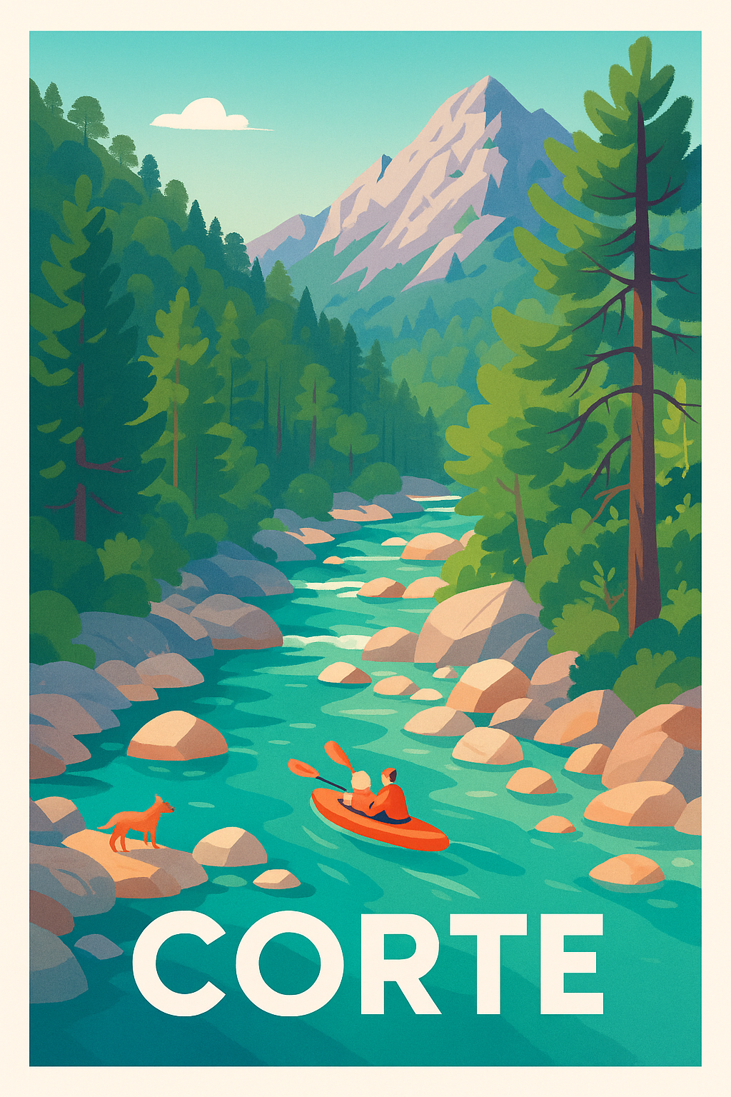 Haute-Corse France Pas de Cadre / 20 × 30cm Affiche de Corte - Aventure au cœur des montagnes corses