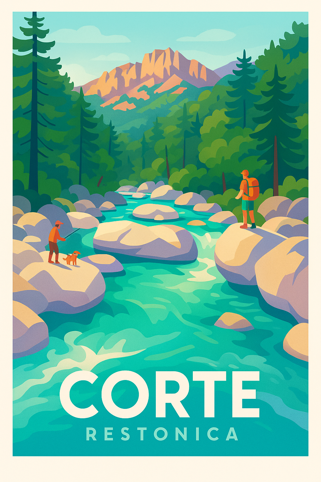Haute-Corse France Pas de Cadre / 20 × 30cm Affiche de Corte - Évasion sauvage dans la vallée de la Restonica