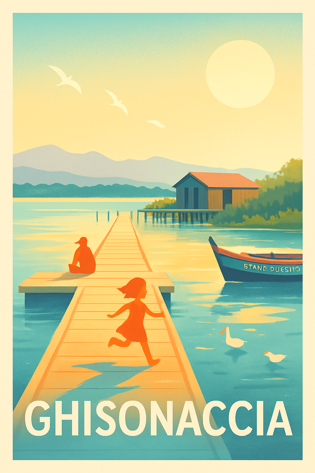 Affiche Ghisonaccia — Les instants doux au bord de l'eau · poster d'art de Ghisonaccia