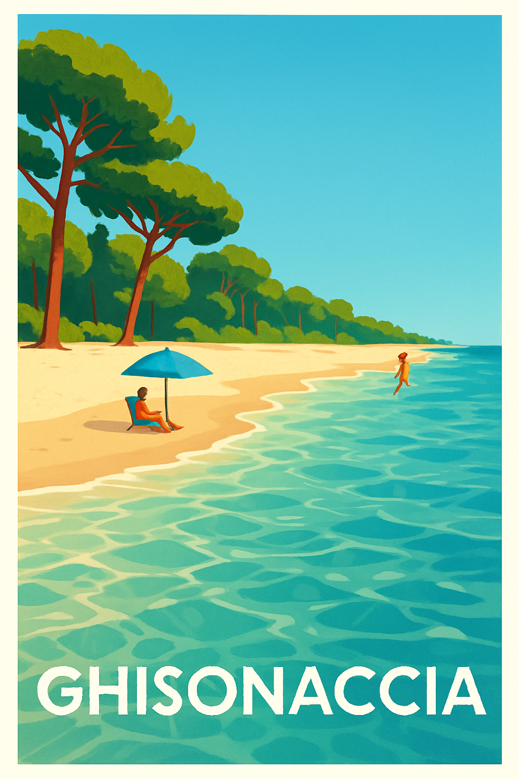 Haute-Corse France Pas de Cadre / 20 × 30cm Affiche de Ghisonaccia - Sérénité et douceur de la côte corse