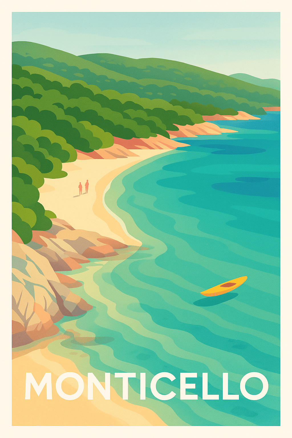 Haute-Corse France Pas de Cadre / 20 × 30cm Affiche de Monticello - Escapade Nature entre Mer et Forêt