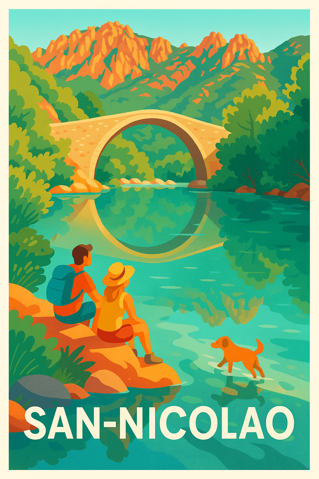 Haute-Corse France Pas de Cadre / 20 × 30cm Affiche de San-Nicolao - Escapade nature en pleine Corse