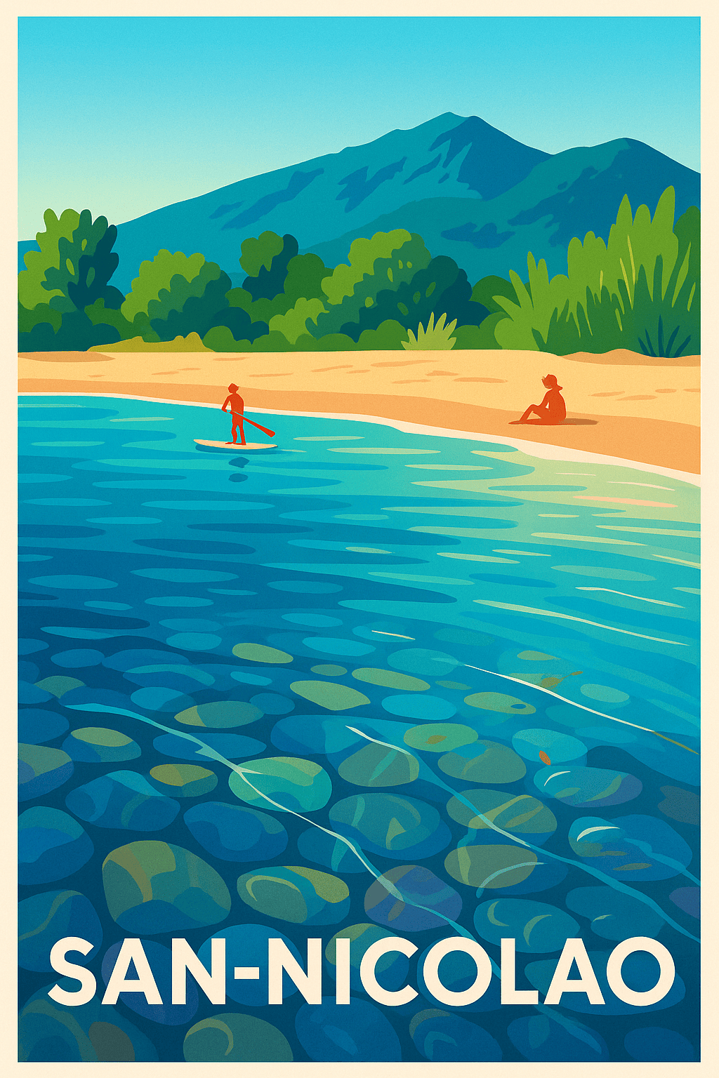 Haute-Corse France Pas de Cadre / 20 × 30cm Affiche de San-Nicolao - Évasion et Sérénité en Bord de Mer