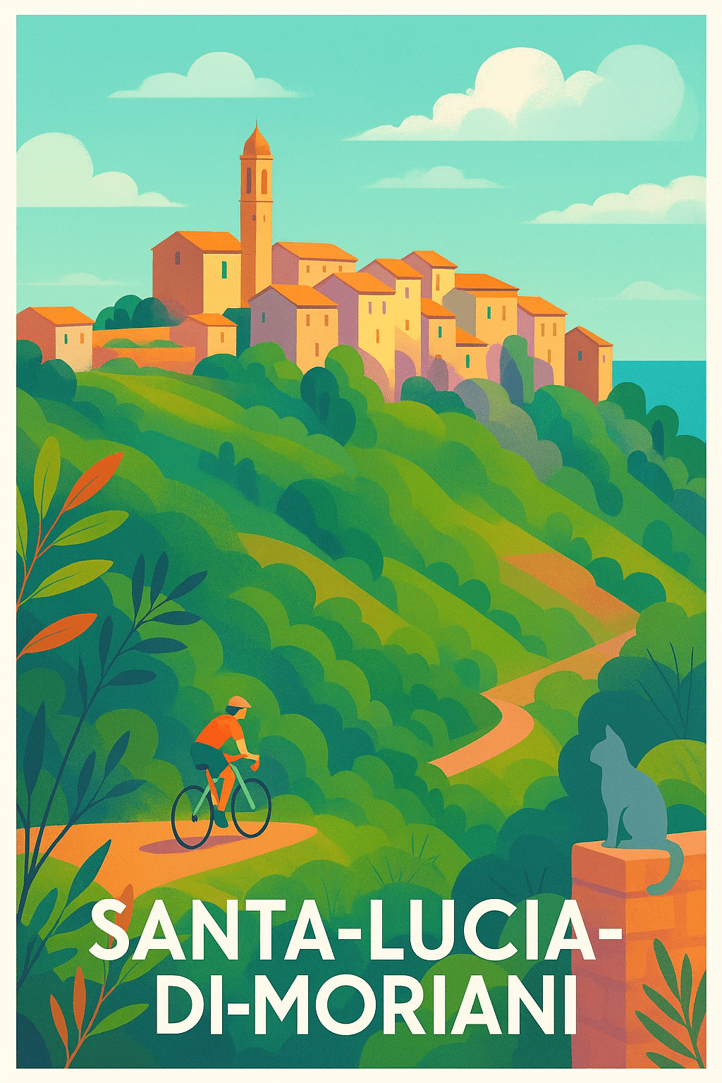 Haute-Corse France Pas de Cadre / 20 × 30cm Affiche de Santa-Lucia-di-Moriani - Charme et nature en Corse