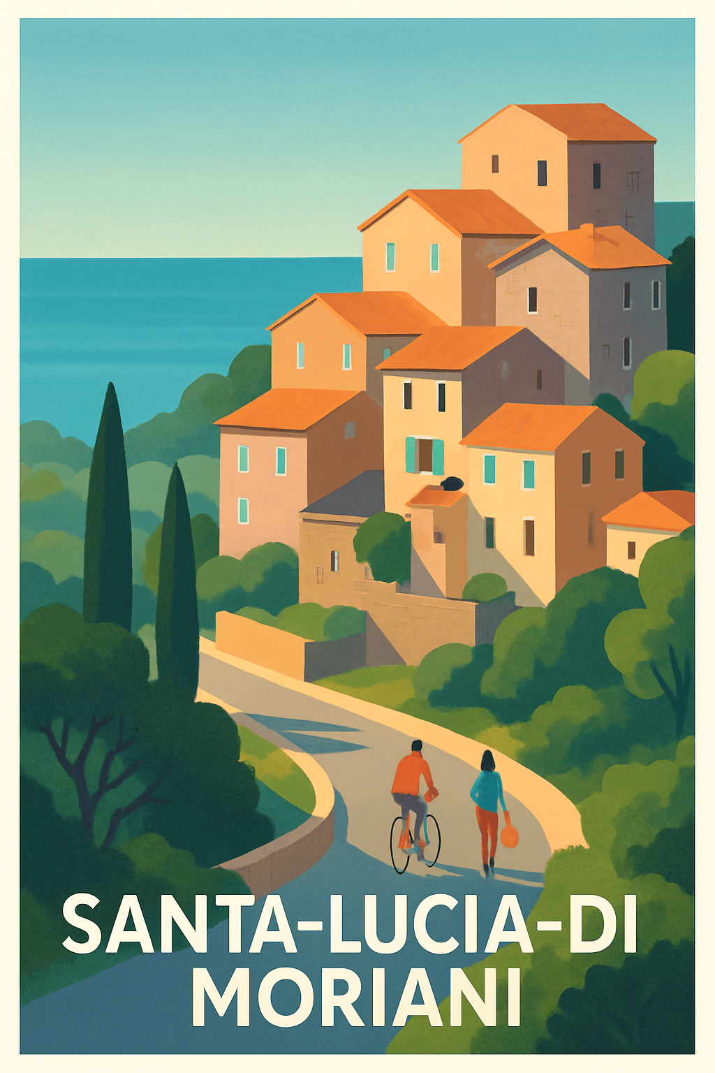 Haute-Corse France Pas de Cadre / 20 × 30cm Affiche de Santa-Lucia-di-Moriani - Escapade méditerranéenne paisible