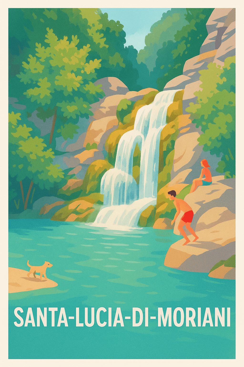 Haute-Corse France Pas de Cadre / 20 × 30cm Affiche de Santa-Lucia-di-Moriani - Évasion nature au bord des cascades