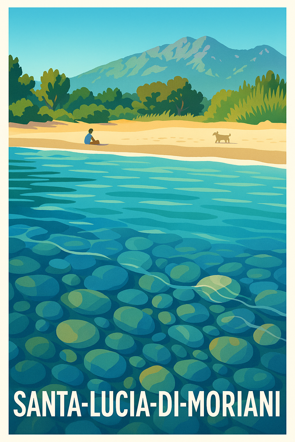Haute-Corse France Pas de Cadre / 20 × 30cm Affiche de Santa-Lucia-di-Moriani - Plages et Sérénité Méditerranéenne