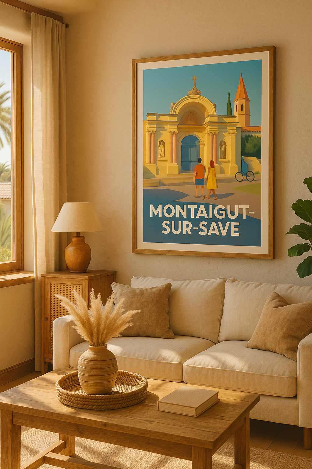 Haute-Garonne France Affiche de Montaigut-sur-Save - Escapade lumineuse au cœur de l'église