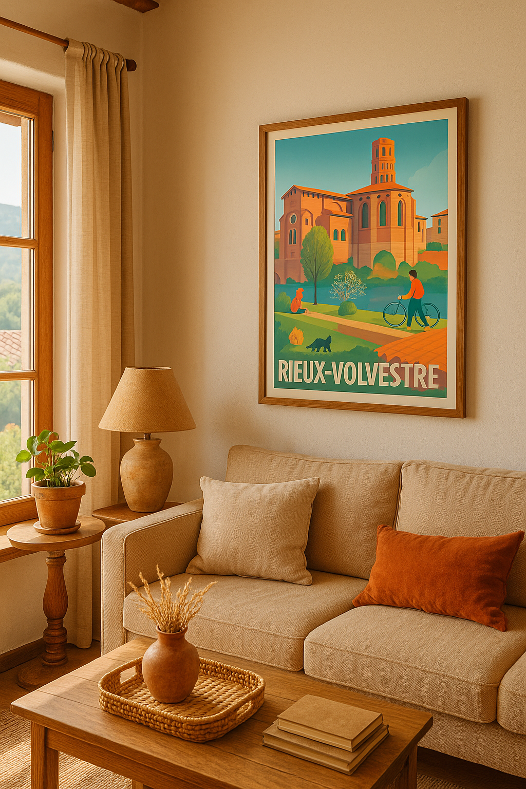 Haute-Garonne France Affiche de Rieux-Volvestre - Charme et sérénité au bord de la rivière