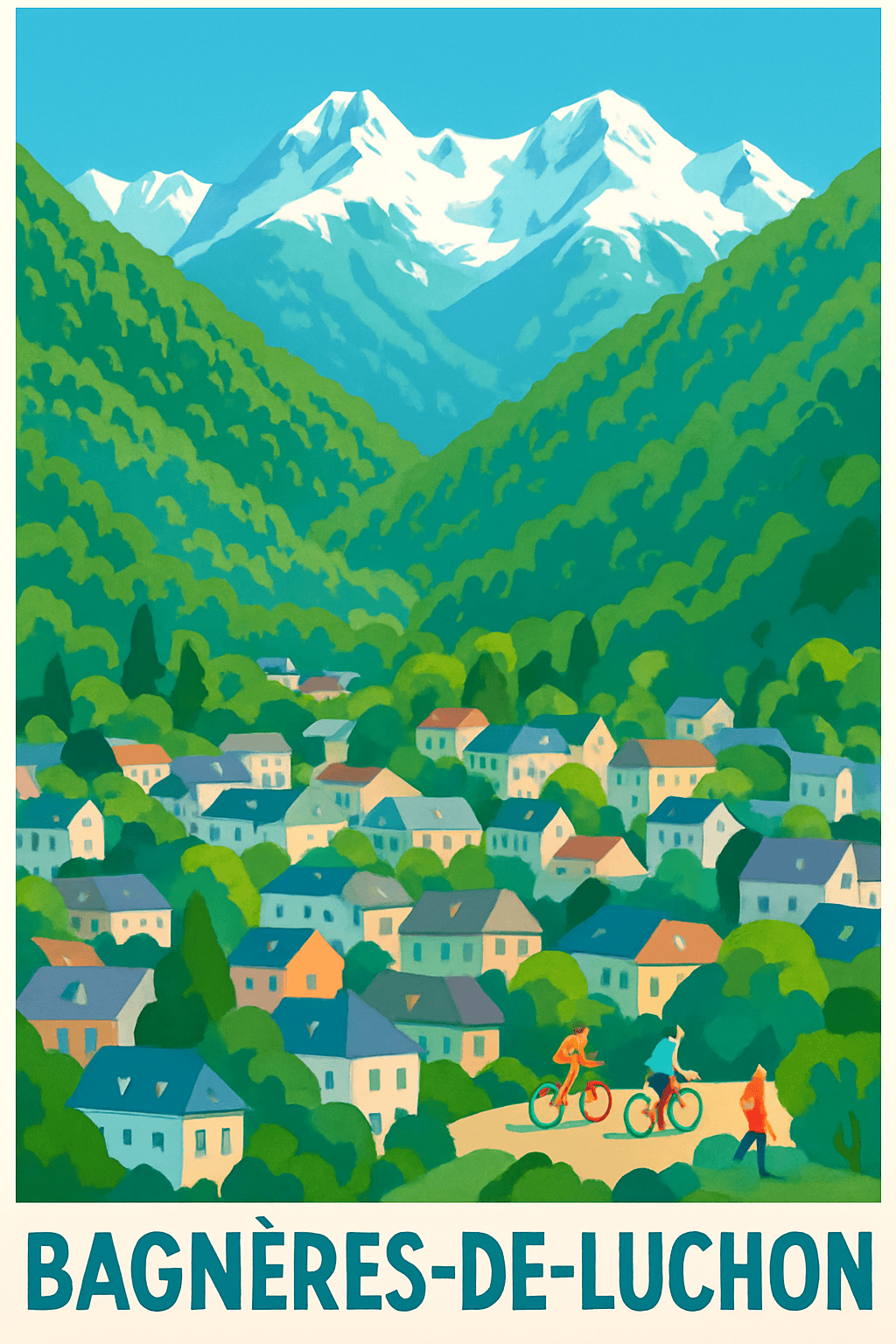 Affiche Bagnères-de-Luchon — L'escapade alpine pleine de vie · poster d'art de Bagnères-de-Luchon