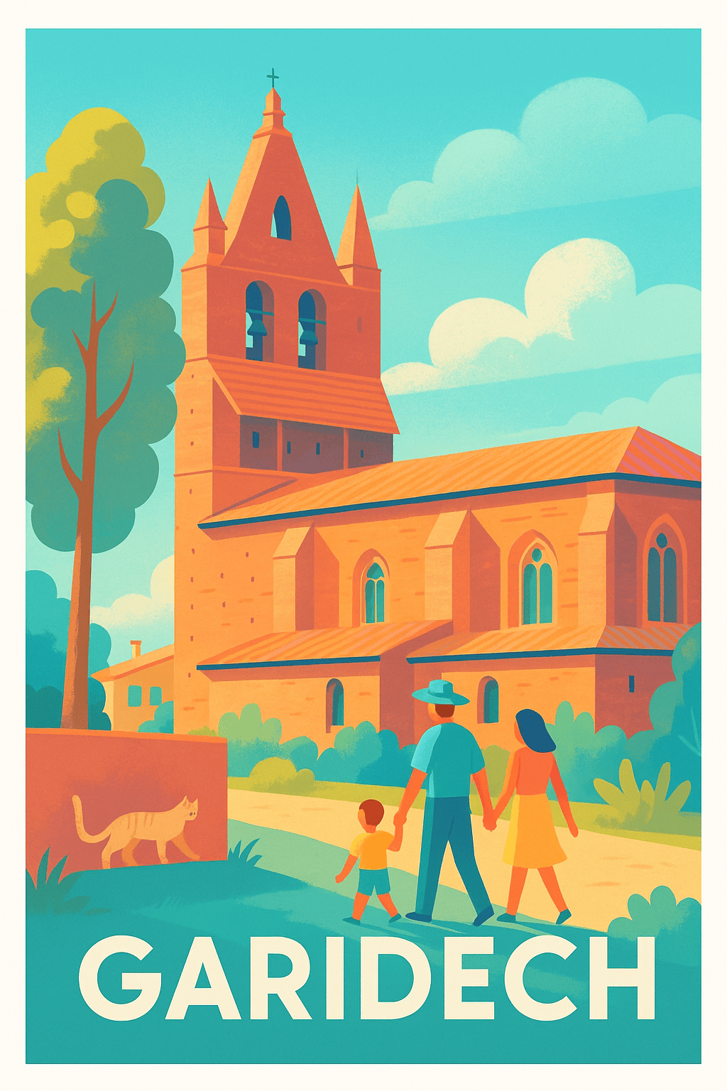 Affiche Garidech — Charme et douceur à l'ombre de l'église · poster d'art de Garidech