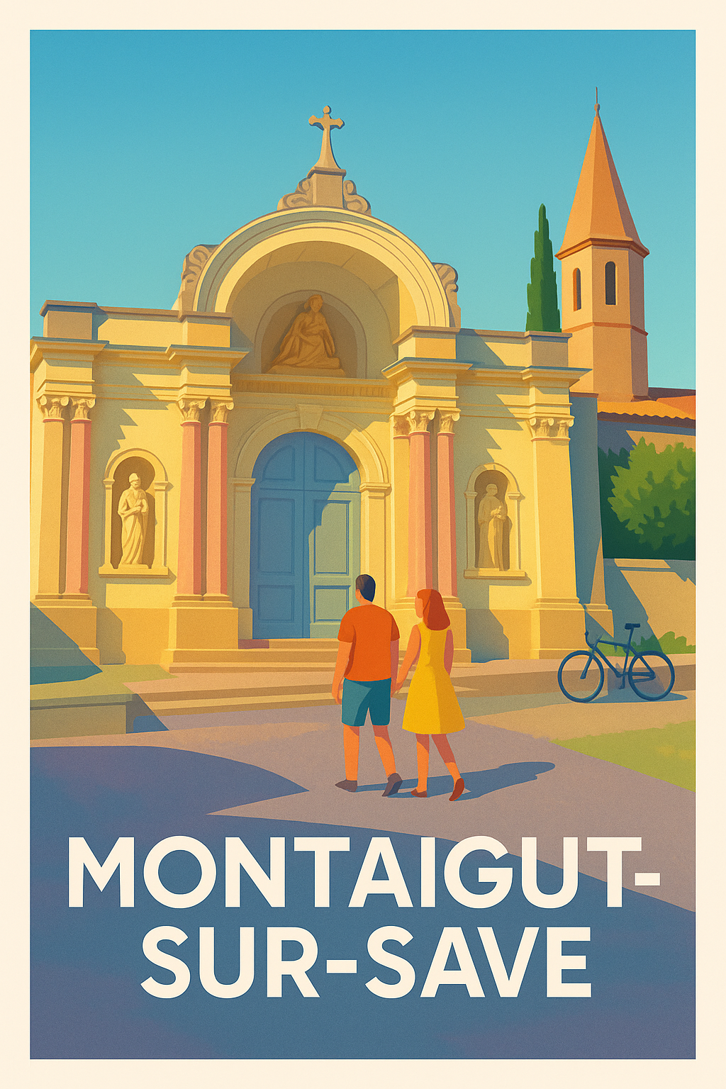 Affiche Montaigut-sur-Save — Escapade lumineuse au cœur de l'église · poster d'art de Montaigut-sur-Save