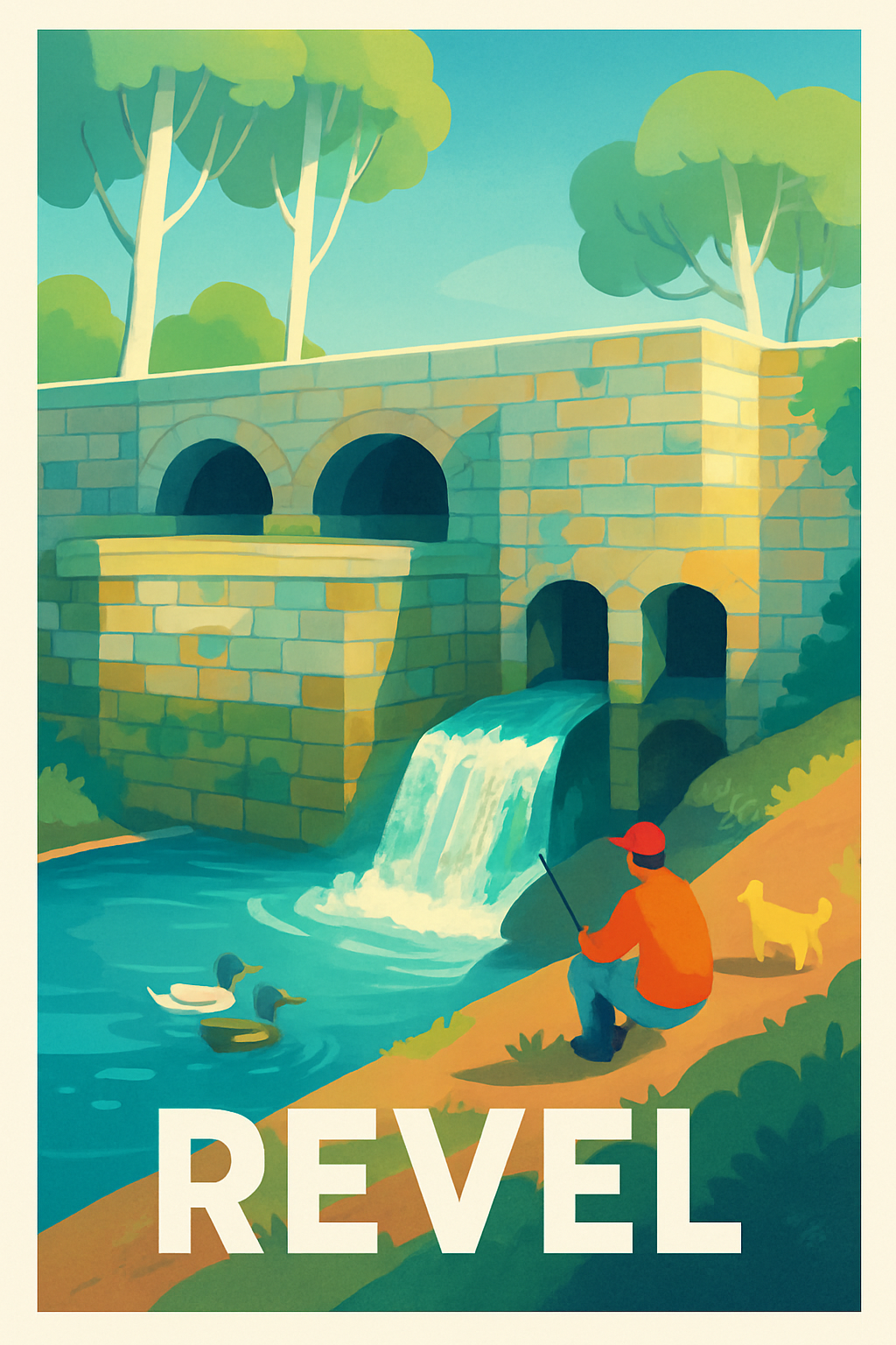 Haute-Garonne France Pas de Cadre / 20 × 30cm Affiche de Revel - Tranquillité au fil de l'eau