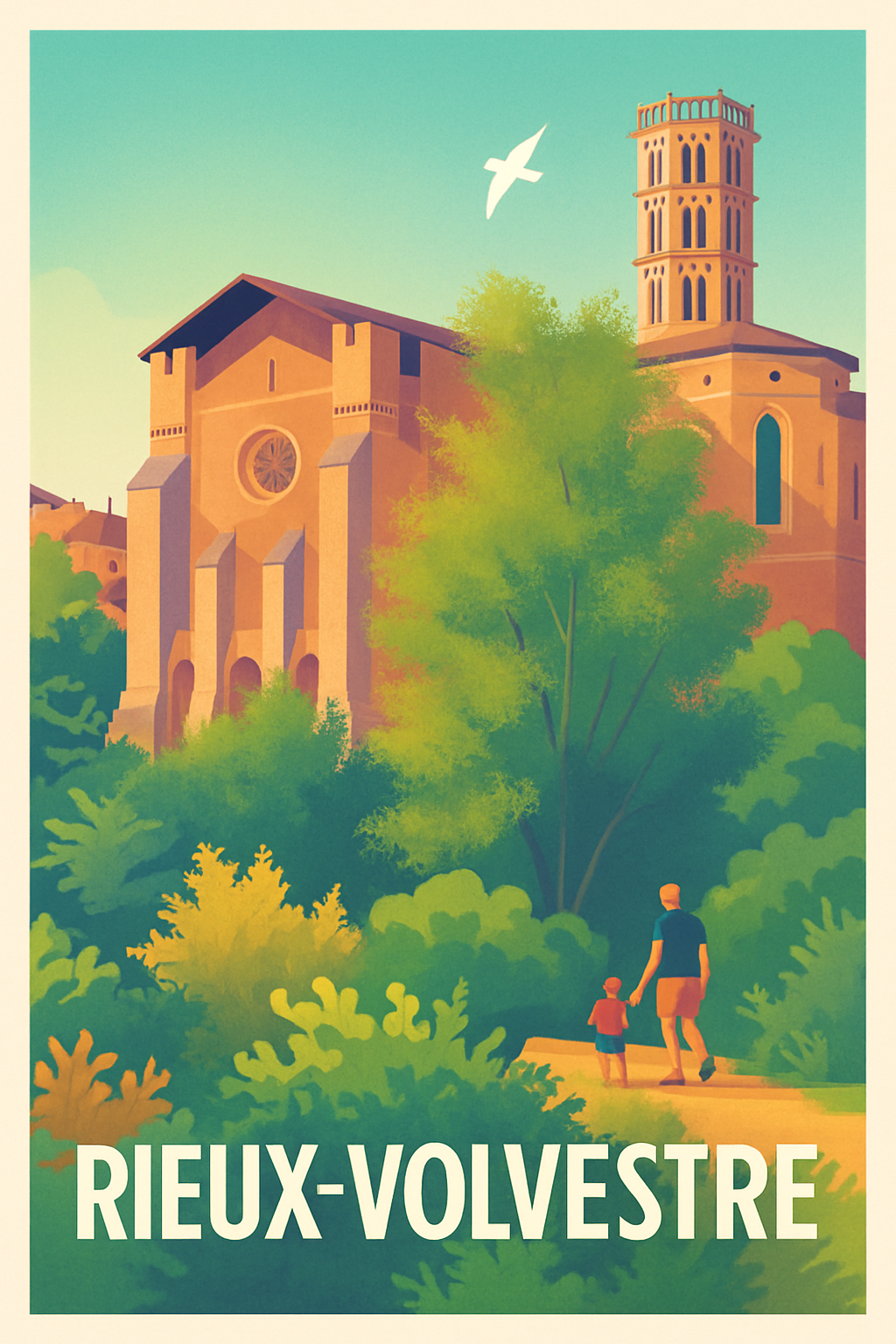 Haute-Garonne France Pas de Cadre / 20 × 30cm Affiche de Rieux-Volvestre - Charme architecturale et nature apaisante