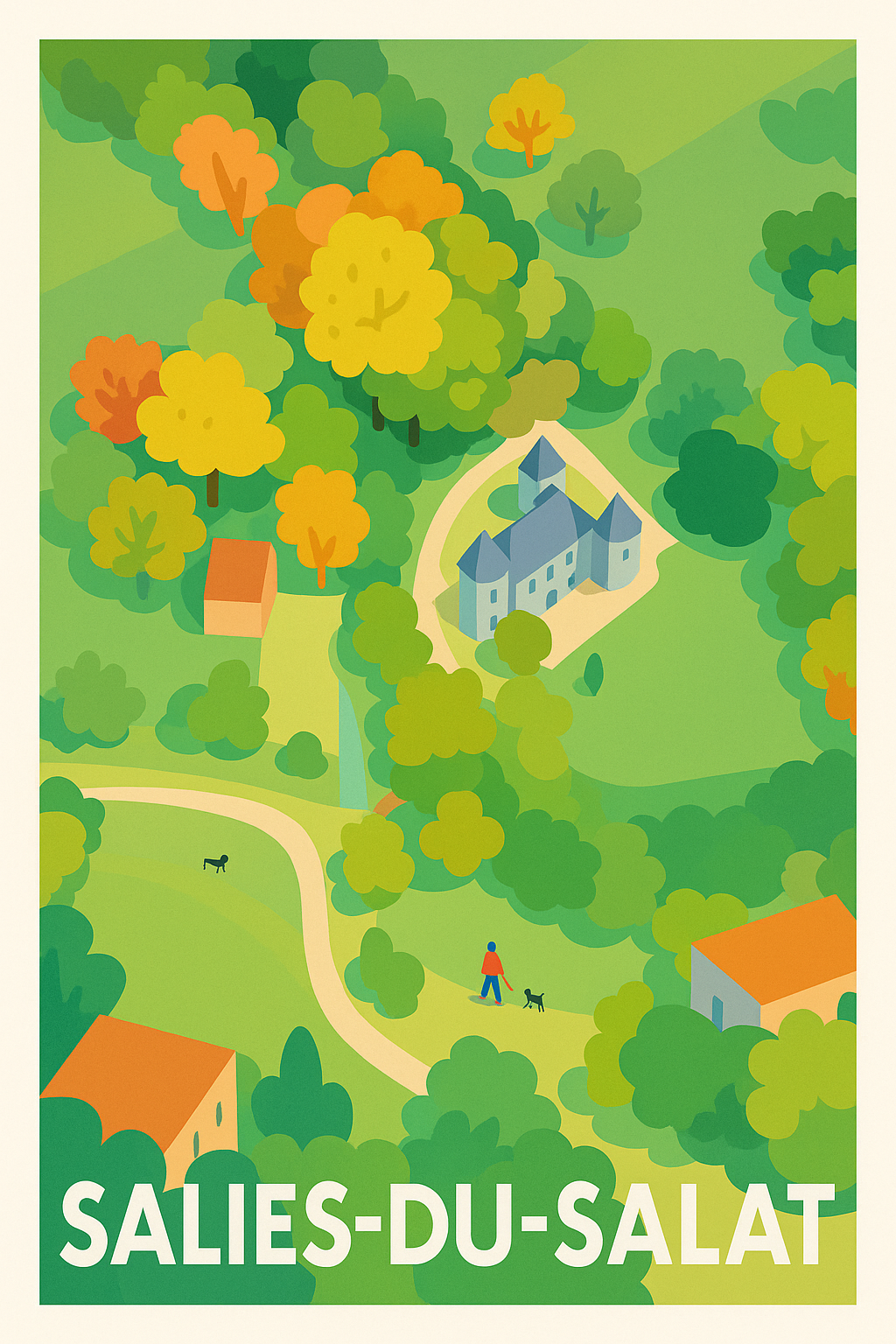 Haute-Garonne France Pas de Cadre / 20 × 30cm Affiche de Salies-du-Salat - Havre de verdure et sérénité