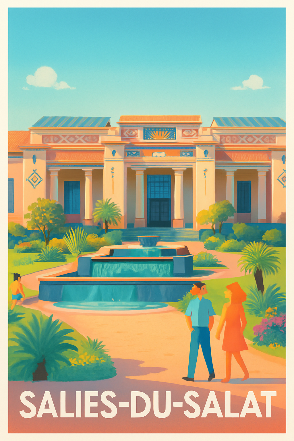 Haute-Garonne France Pas de Cadre / 20 × 30cm Affiche de Salies-du-Salat - L'élégance de la station thermale