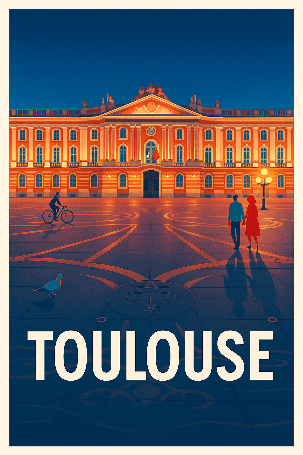 Haute-Garonne France Pas de Cadre / 20 × 30cm Affiche de Toulouse - La Ville Rose en Lumières