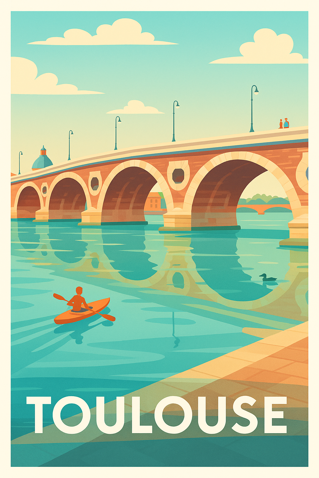 Haute-Garonne France Pas de Cadre / 20 × 30cm Affiche de Toulouse - Reflets paisibles sur la Garonne