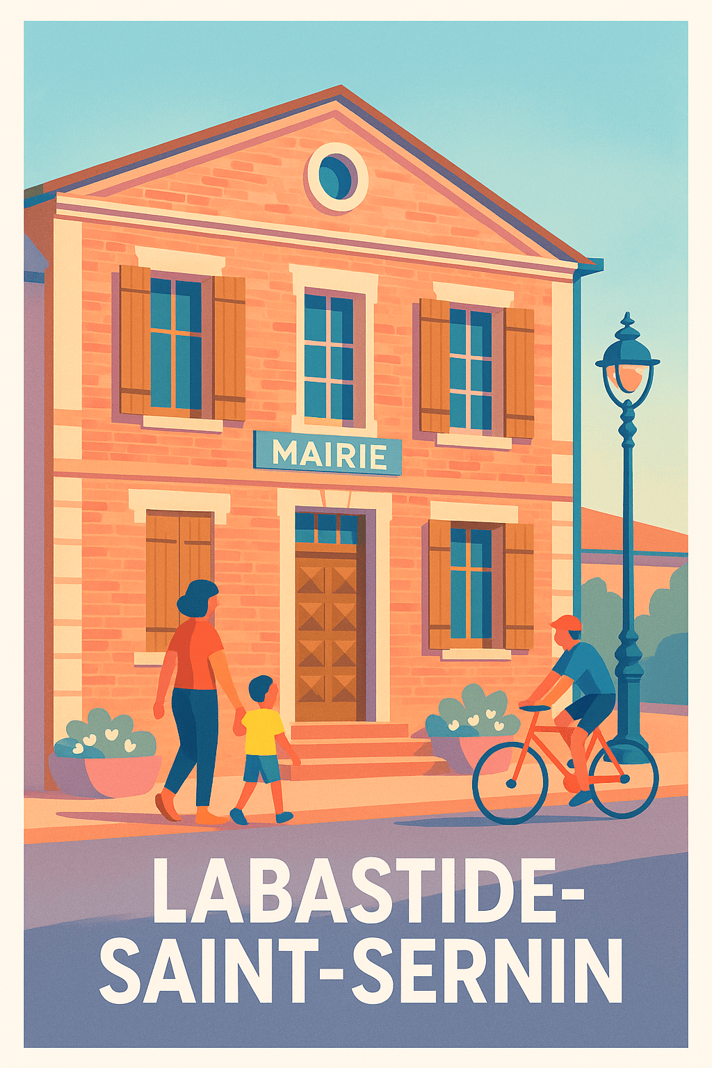 Haute-Garonne France Pas de Cadre / 20 × 30cm Affiche Labastide-Saint-Sernin - Charme et sérénité de la mairie