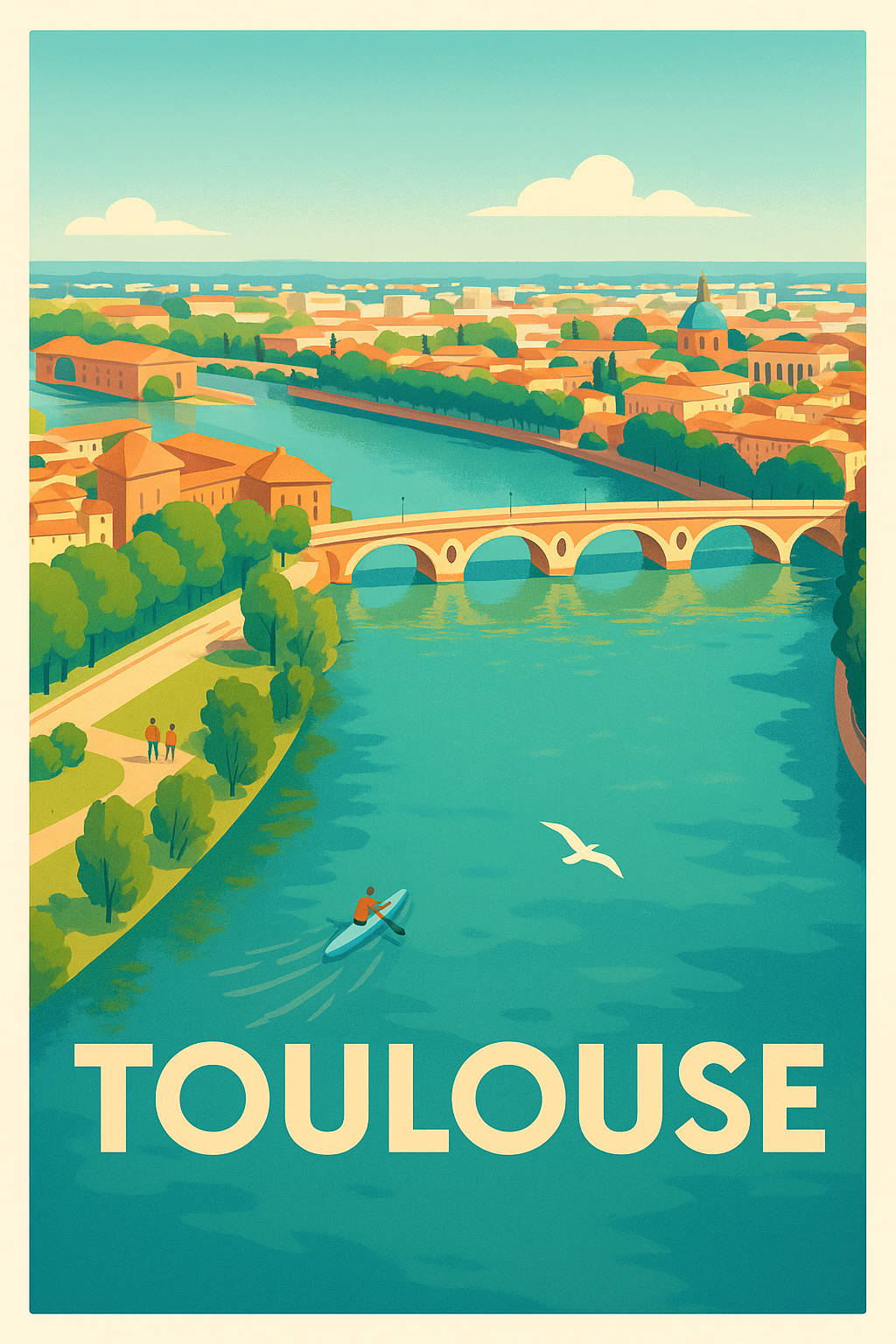 Affiche Toulouse — Douceur de vivre sur les rives de la Garonne · poster d'art de Toulouse