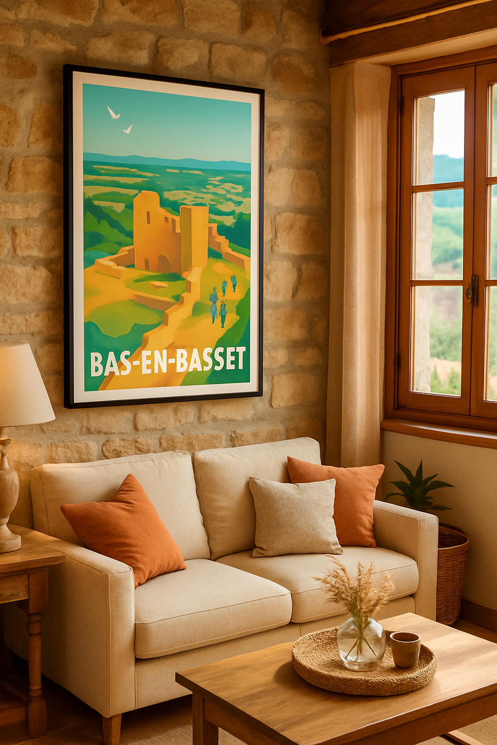 Haute-Loire France Affiche de Bas-en-Basset - L'évasion médiévale au cœur de la nature