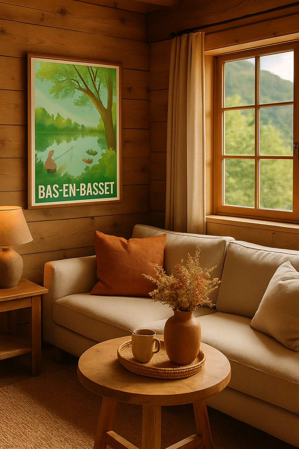 Affiche Bas-en-Basset — Tranquillité au bord de l'eau · poster d'art de Bas-en-Basset