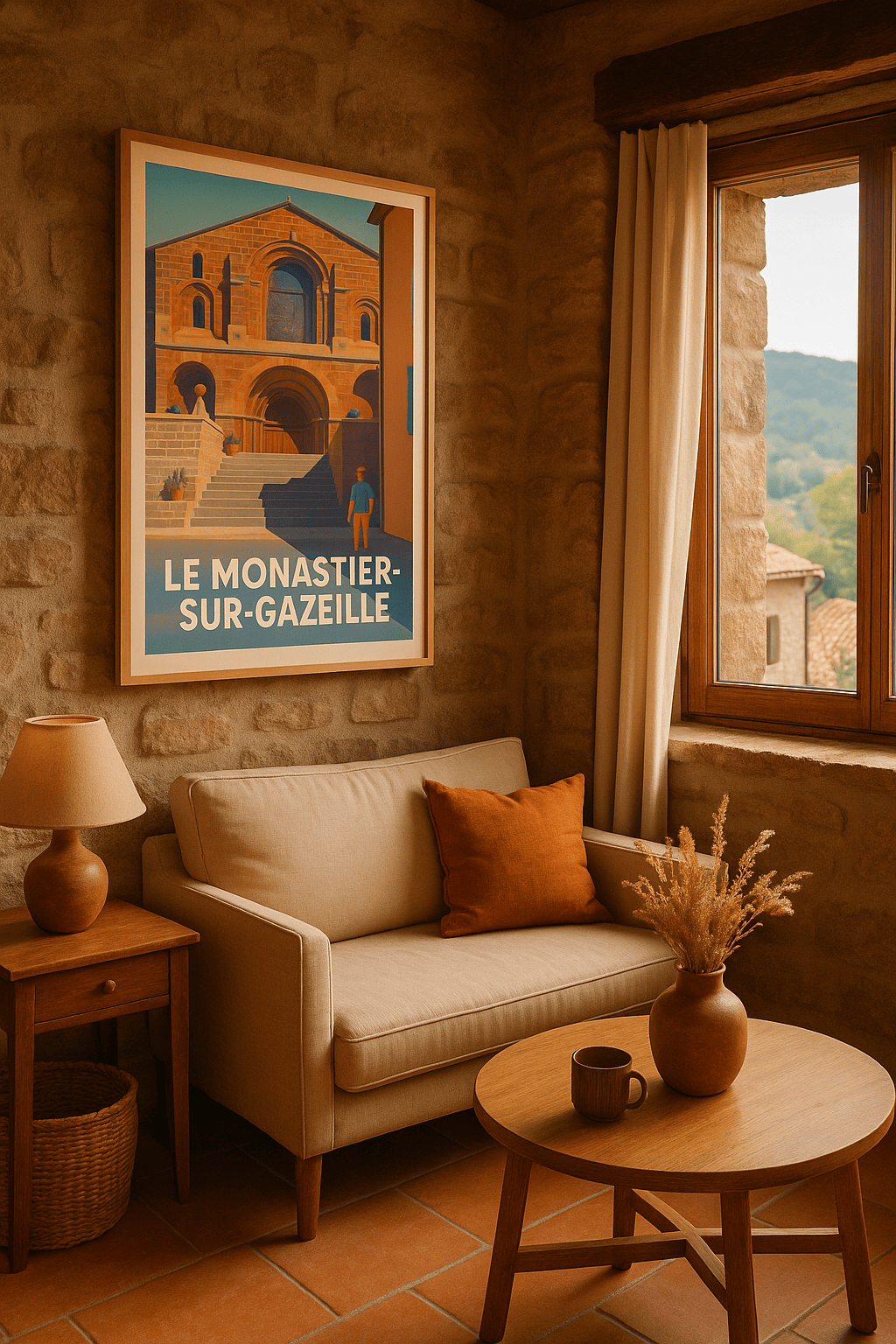 Affiche Le Monastier-sur-Gazeille — Charme historique et lumière douce · poster d'art de Le Monastier-sur-Gazeille