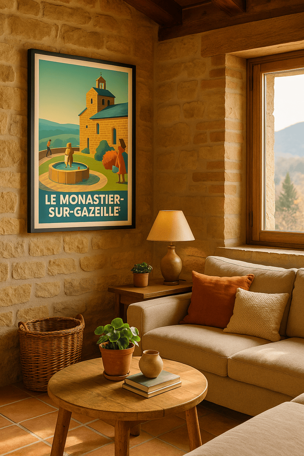 Haute-Loire France Affiche de Le Monastier-sur-Gazeille - Escapade paisible au cœur de l'Auvergne