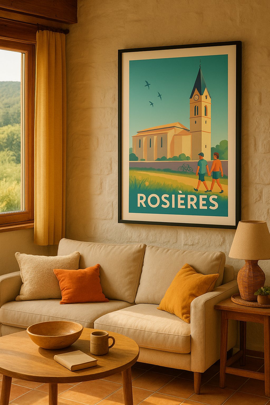 Haute-Loire France Affiche de Rosières - Promenade paisible au cœur du patrimoine