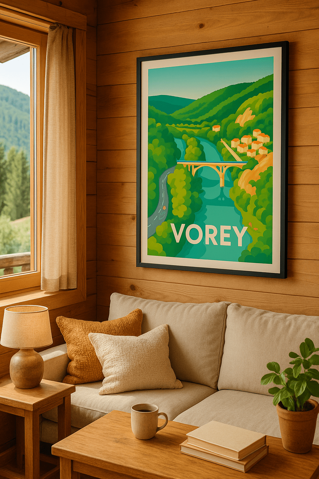 Affiche Vorey — Charme naturel au coeur de la verdure · poster d'art de Vorey