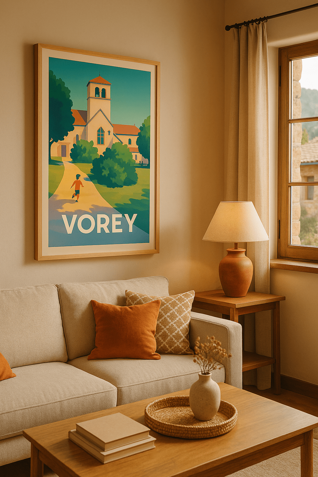 Affiche Vorey — La quiétude d'un village ensoleillé · poster d'art de Vorey