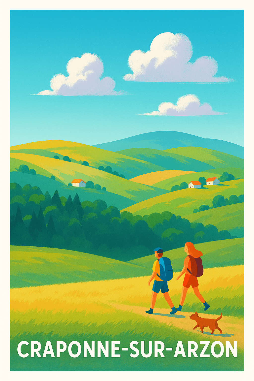 Haute-Loire France Pas de Cadre / 20 × 30cm Affiche de Craponne-sur-Arzon - Escapade nature au cœur des monts