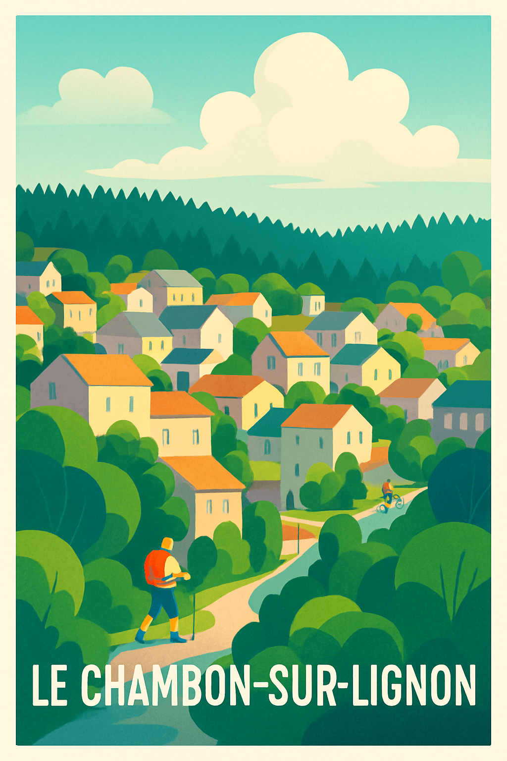 Haute-Loire France Pas de Cadre / 20 × 30cm Affiche de Le Chambon-sur-Lignon - Un écrin de nature et de sérénité