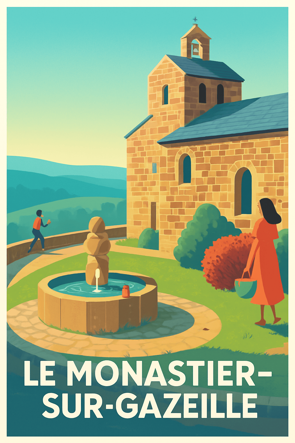 Haute-Loire France Pas de Cadre / 20 × 30cm Affiche de Le Monastier-sur-Gazeille - Escapade paisible au cœur de l'Auvergne