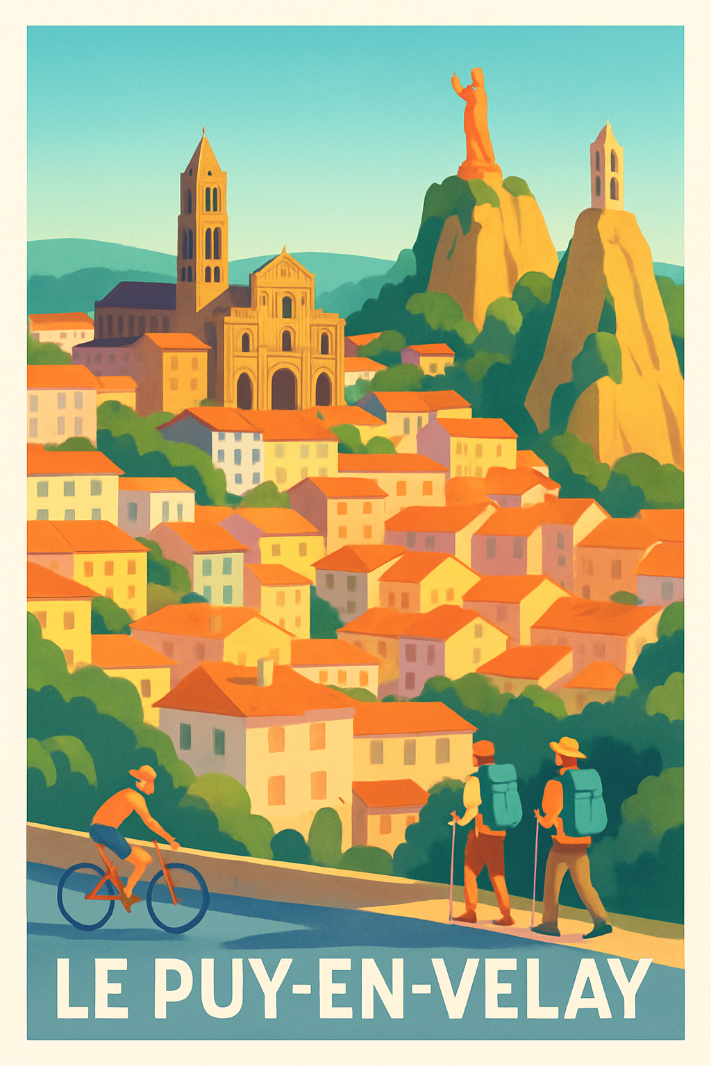 Haute-Loire France Pas de Cadre / 20 × 30cm Affiche de Le Puy-en-Velay - Voyage au cœur d'une ville historique