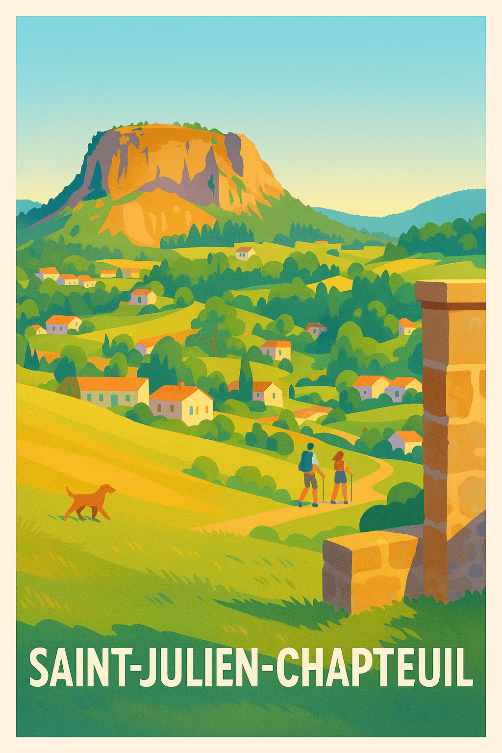 Haute-Loire France Pas de Cadre / 20 × 30cm Affiche de Saint-Julien-Chapteuil - Escapade nature et sérénité
