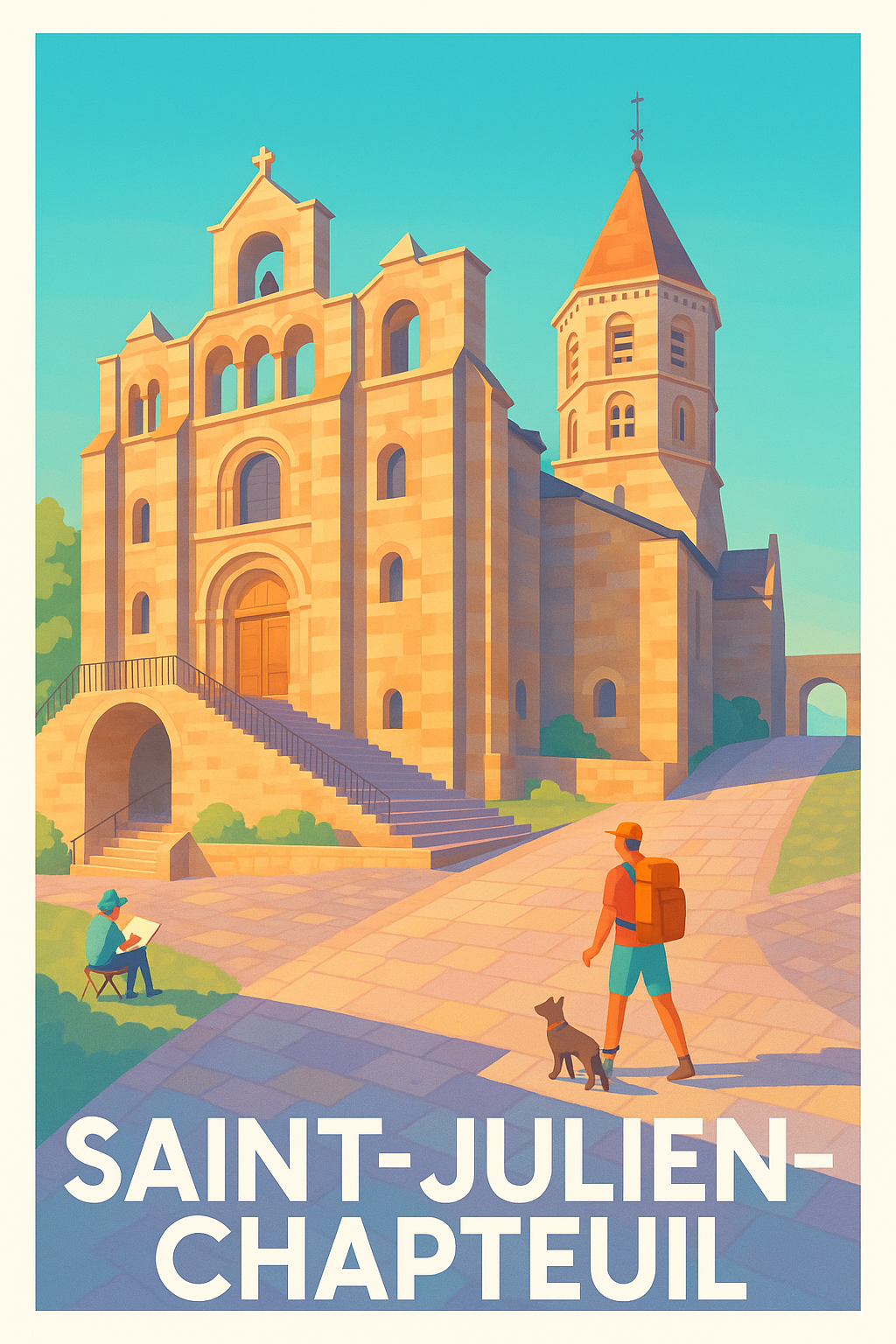 Haute-Loire France Pas de Cadre / 20 × 30cm Affiche de Saint-Julien-Chapteuil - Trésor architectural au cœur de la nature