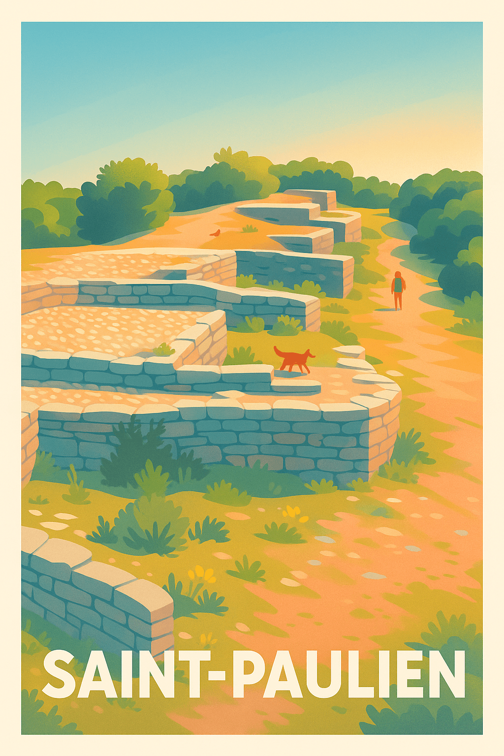 Haute-Loire France Pas de Cadre / 20 × 30cm Affiche de Saint-Paulien - Balade au cœur des vestiges