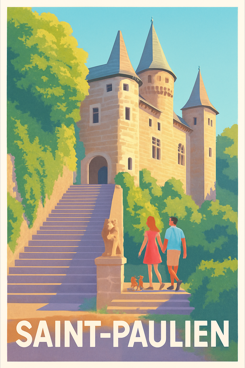 Haute-Loire France Pas de Cadre / 20 × 30cm Affiche de Saint-Paulien - Charme médiéval et balade romantique