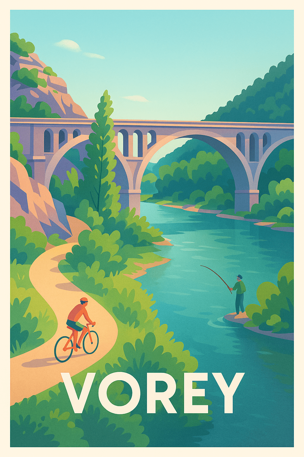 Haute-Loire France Pas de Cadre / 20 × 30cm Affiche de Vorey - L'évasion nature au fil de l'eau