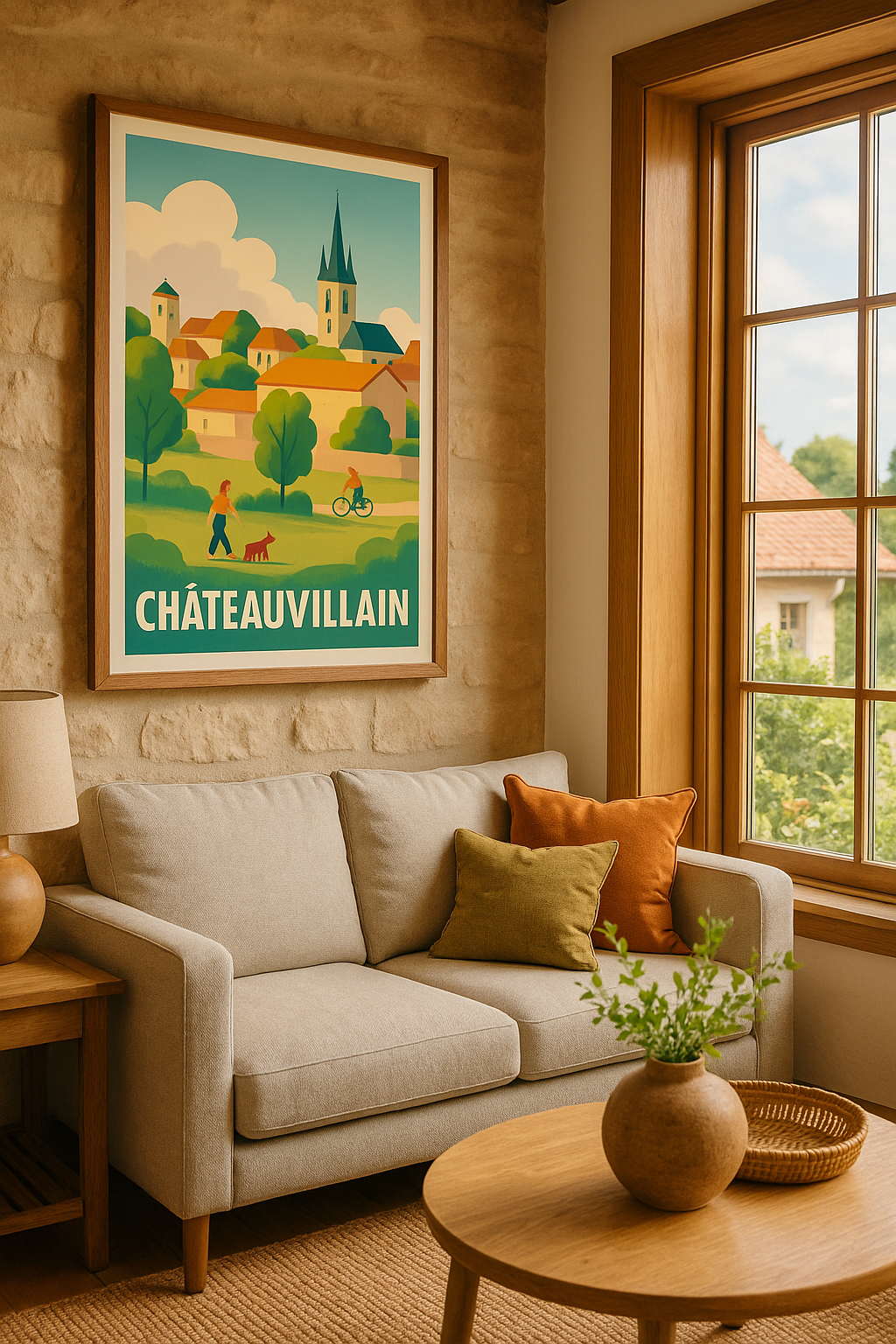 Haute-Marne France Affiche de Châteauvillain - Charme bucolique et douceur de vie