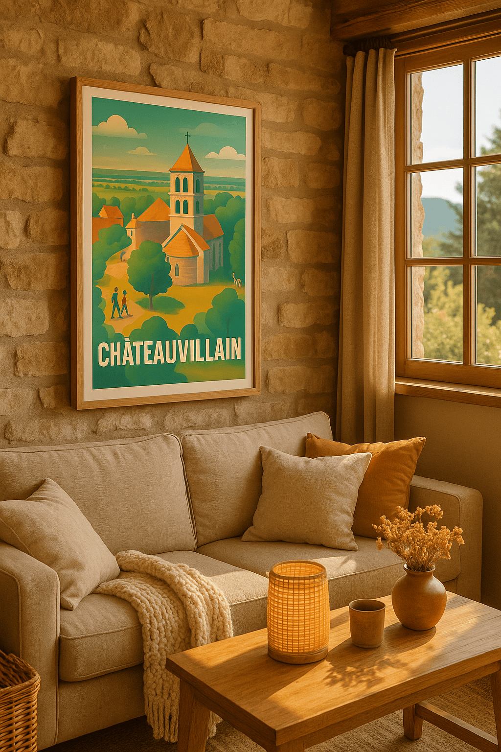 Haute-Marne France Affiche de Châteauvillain - Charme rural et sérénité champêtre