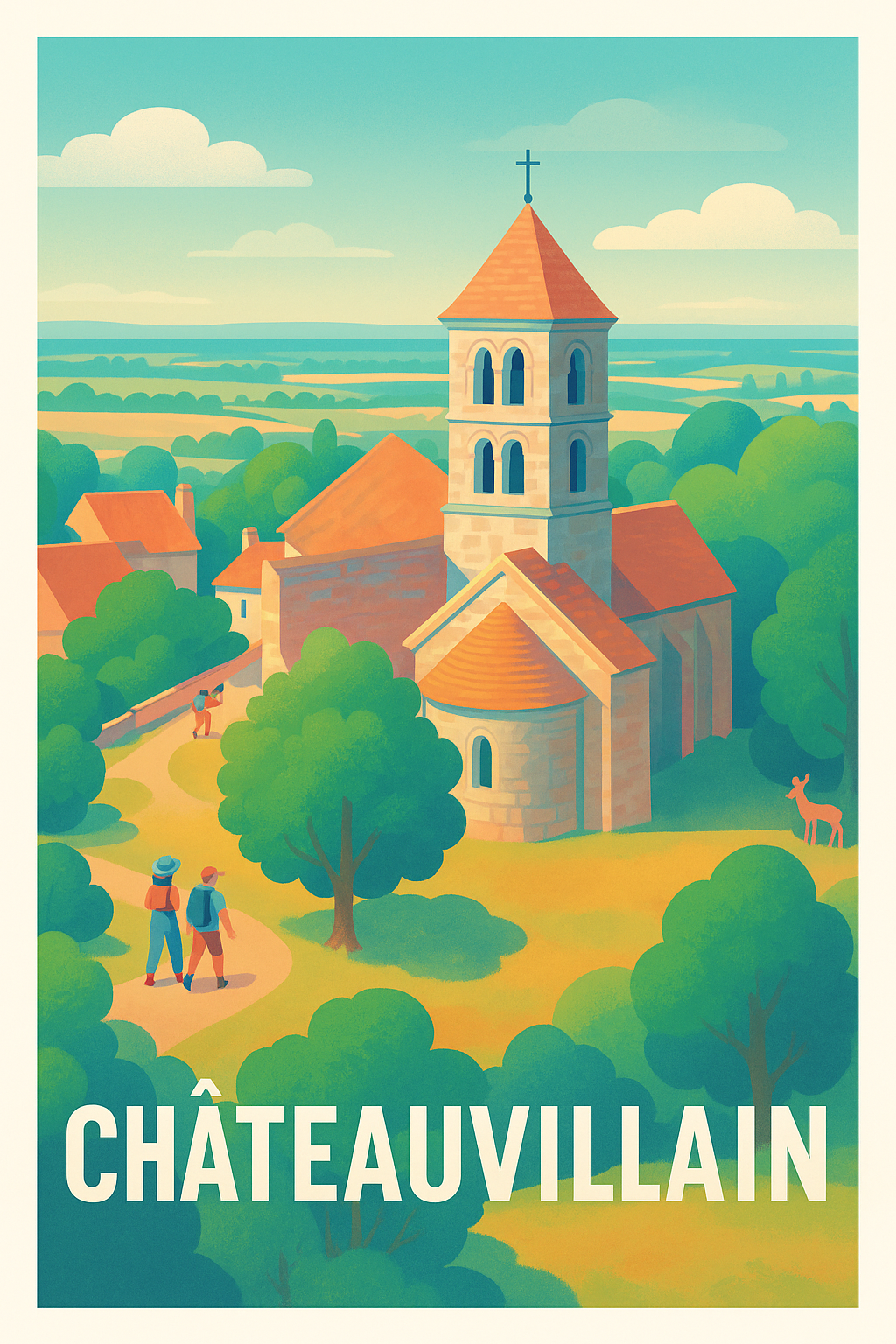 Affiche Châteauvillain — Charme rural et sérénité champêtre · poster d'art de Châteauvillain
