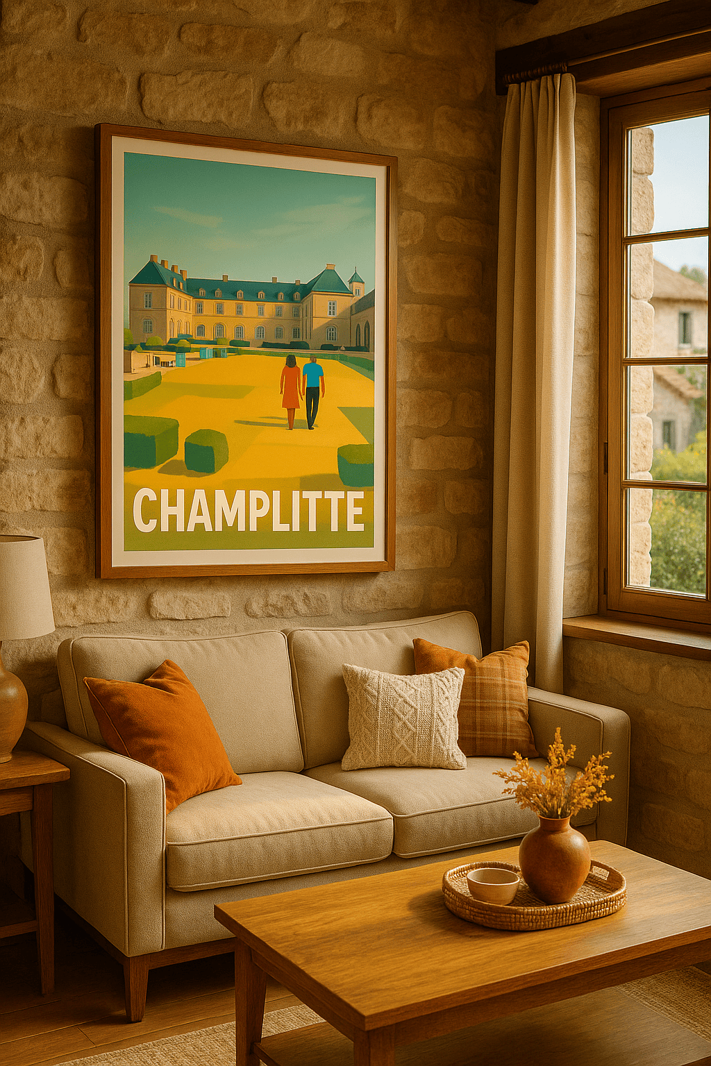 Haute-Saône France Affiche de Champlitte - Flânerie au cœur d'un jardin élégant