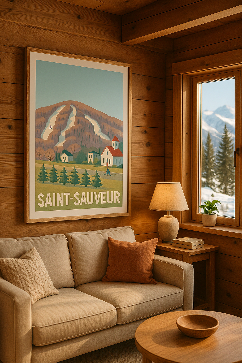 Affiche Saint-Sauveur — Charmant village au pied des pistes · poster d'art de Saint-Sauveur