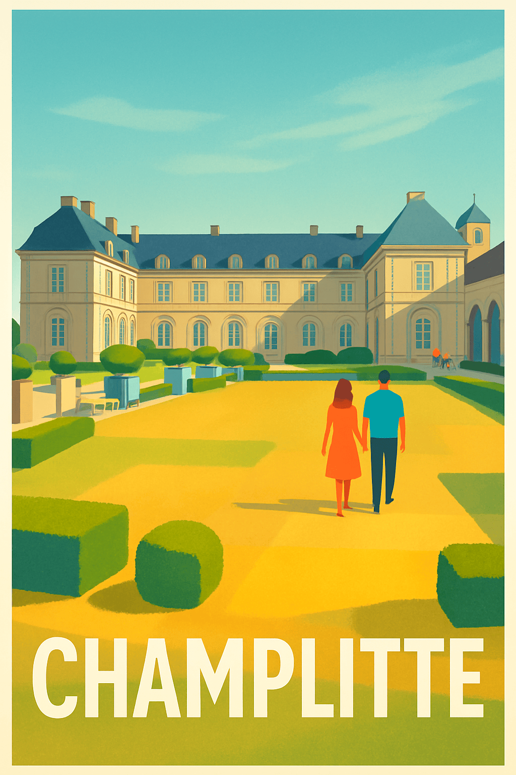 Haute-Saône France Pas de Cadre / 20 × 30cm Affiche de Champlitte - Flânerie au cœur d'un jardin élégant