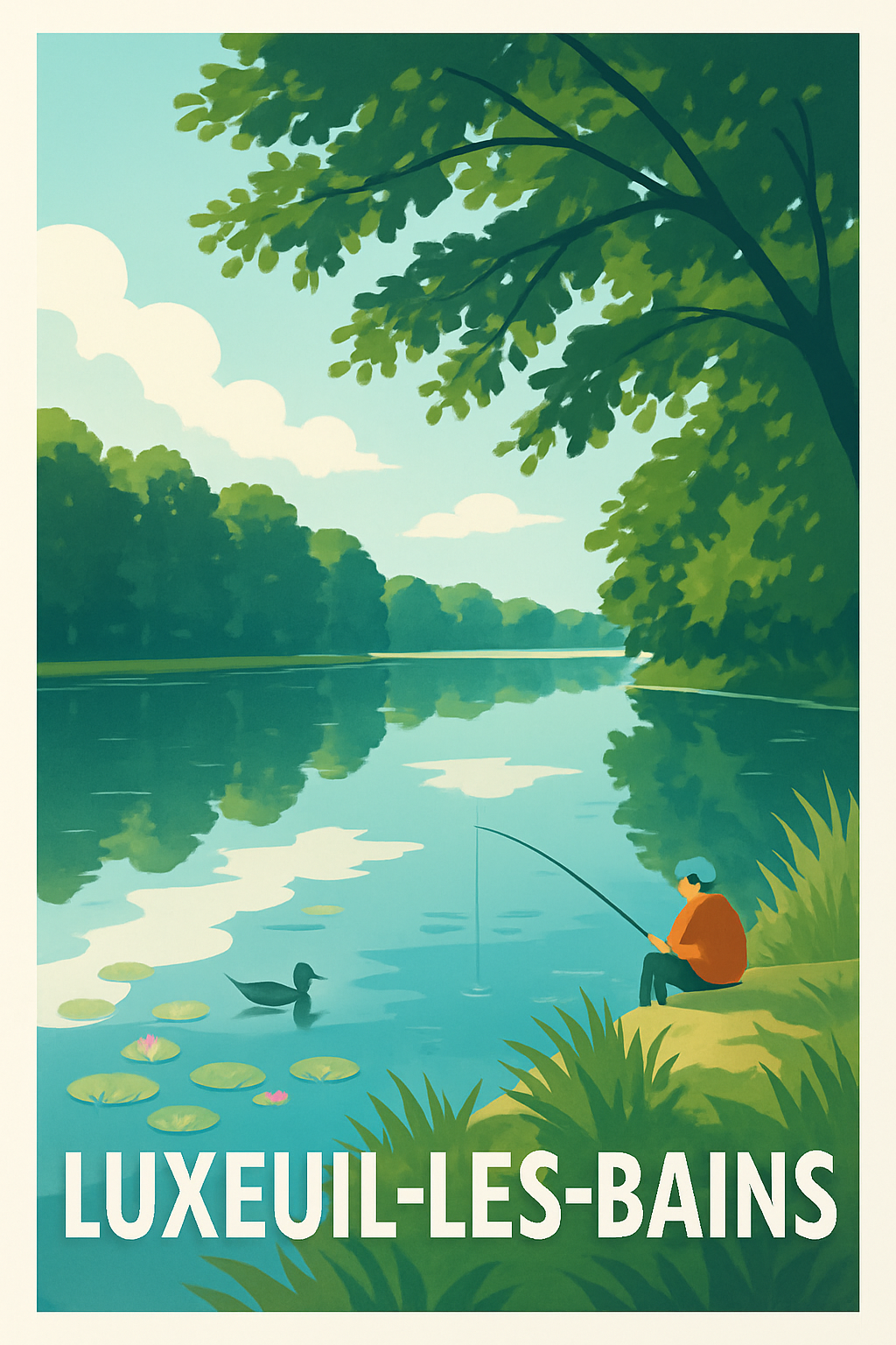 Haute-Saône France Pas de Cadre / 20 × 30cm Affiche de Luxeuil-les-Bains - Sérénité au bord de l'eau