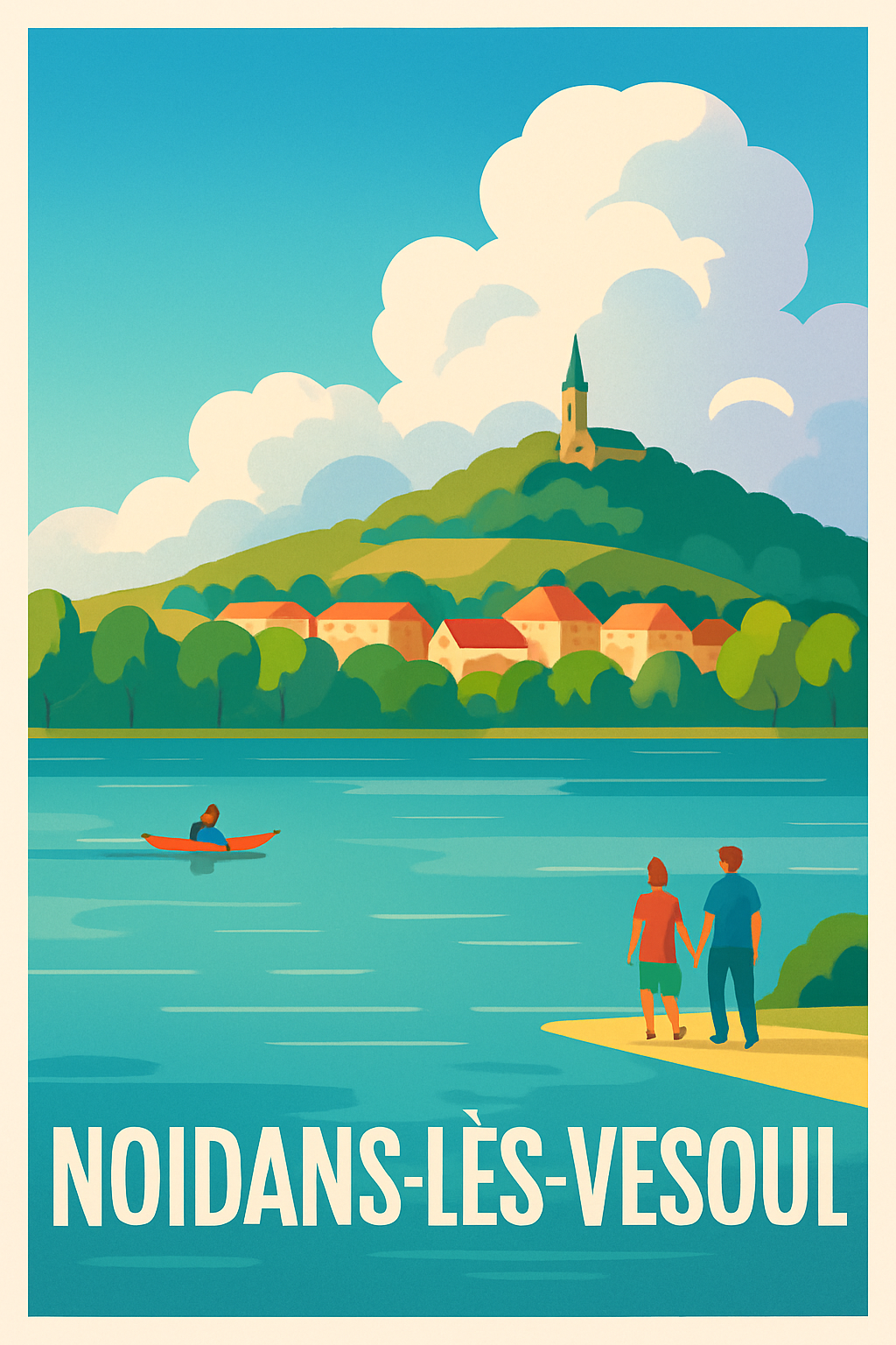 Haute-Saône France Pas de Cadre / 20 × 30cm Affiche de Noidans-lès-Vesoul - Escapade paisible au bord de l'eau